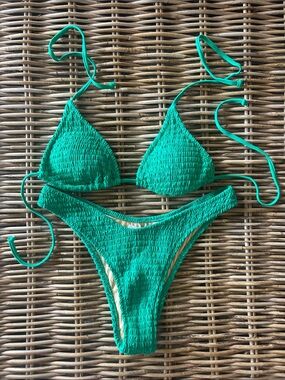 Princess Polly Green Textured String Bikini
